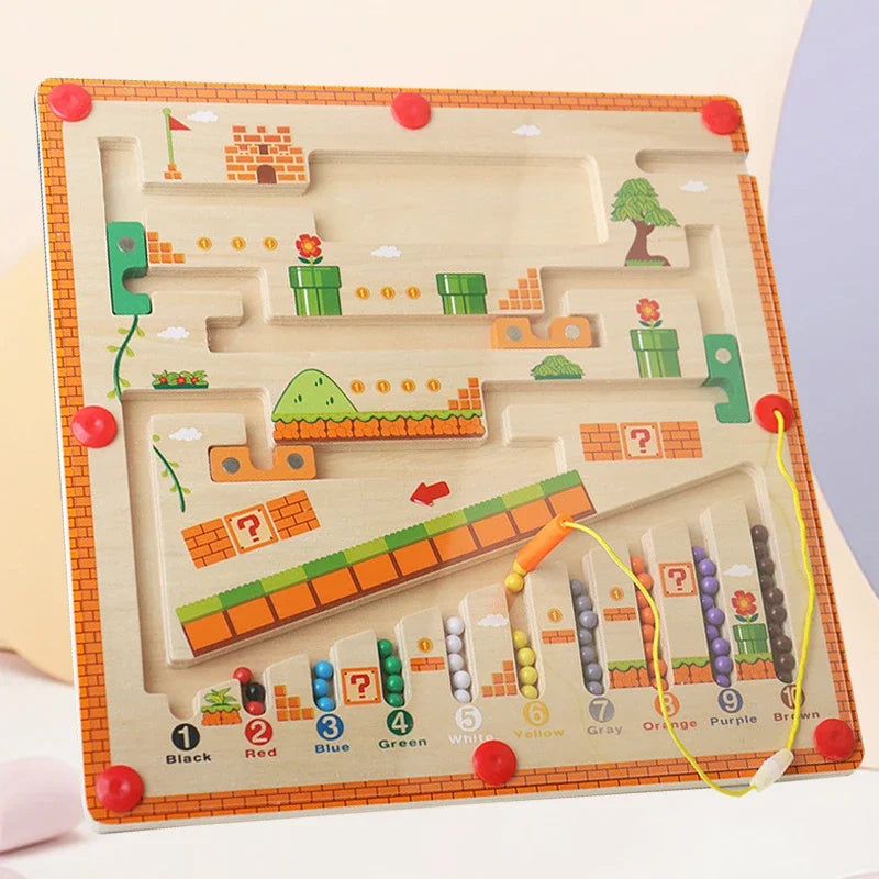 Wooden Magnetic Color and Number Maze Education Toys