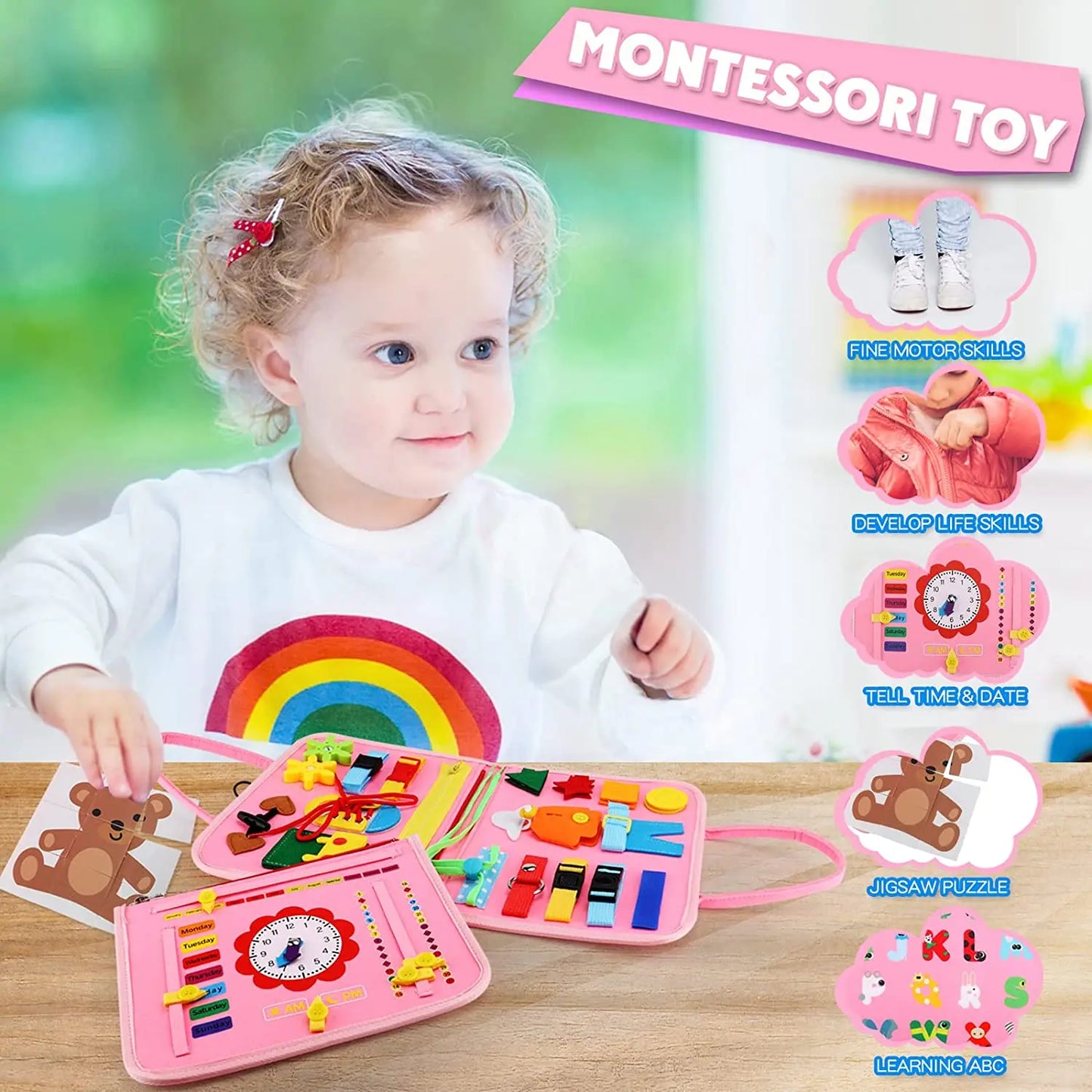 Busy Board Montessori Toys for Toddlers